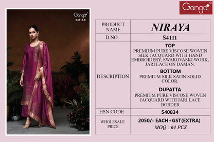Niraya 4111 Ganga Pure Viscose Pant Style Suits Supplier India