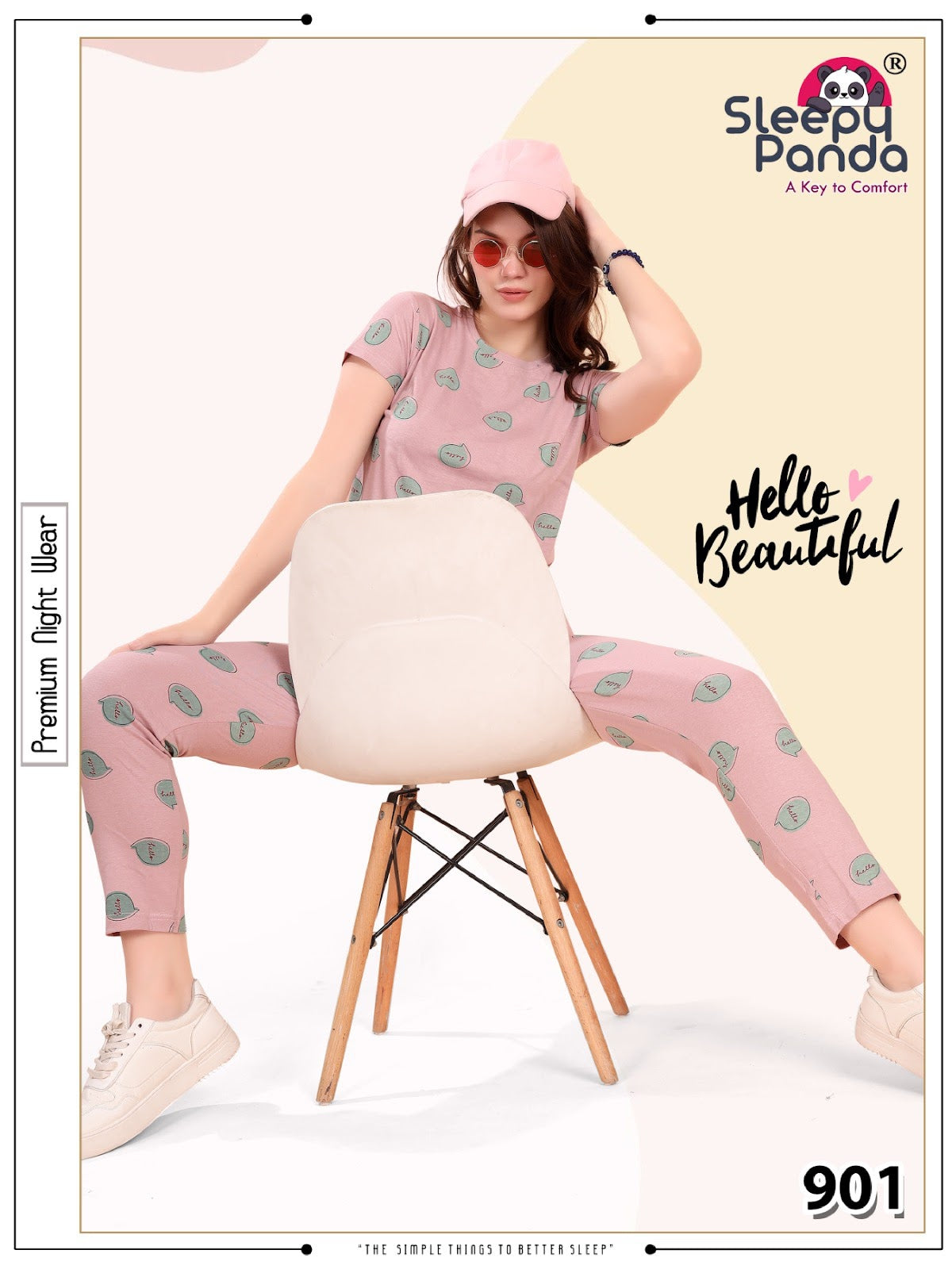 Niraya 901 Sleepy Panda Hosiery Pyjama Night Suits Wholesale Price