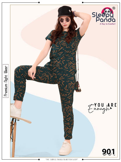 Niraya 901 Sleepy Panda Hosiery Pyjama Night Suits Wholesale Price
