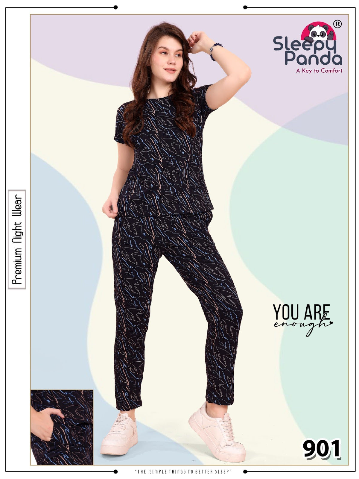 Niraya 901 Sleepy Panda Hosiery Pyjama Night Suits Wholesale Price