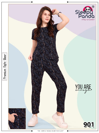 Niraya 901 Sleepy Panda Hosiery Pyjama Night Suits Wholesale Price