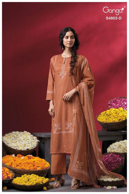 Nireya S4803 Ganga Cotton Pant Style Suits Supplier India