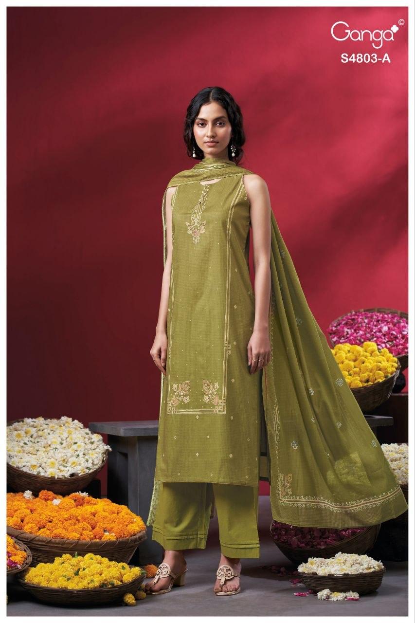 Nireya S4803 Ganga Cotton Pant Style Suits Supplier India