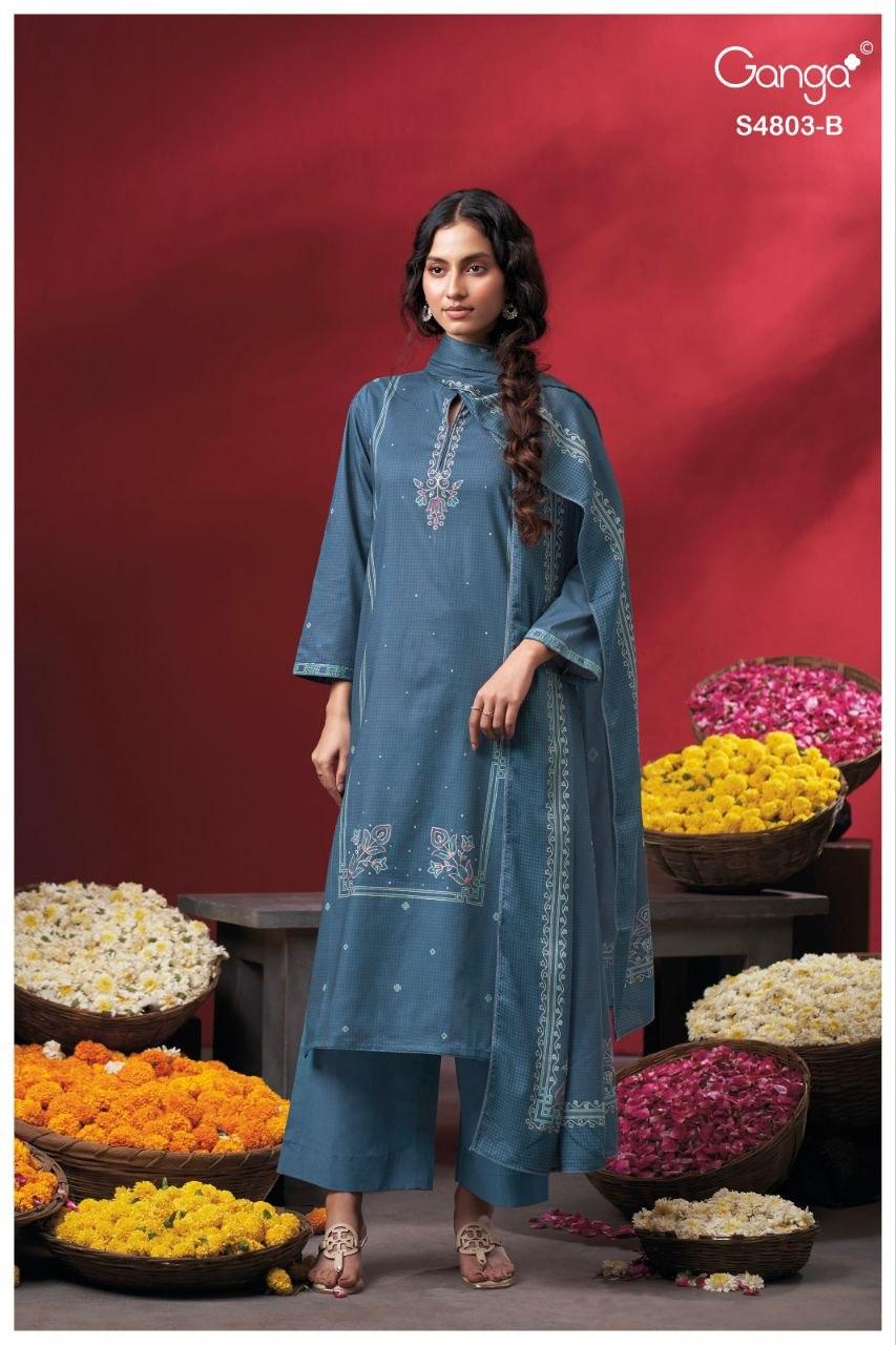Nireya S4803 Ganga Cotton Pant Style Suits Supplier India