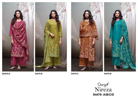 Nireza 4470 Ganga Pure Cotton Plazzo Style Suits Supplier Ahmedabad