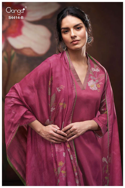 Nirisha 4414 Ganga Cotton Satin Pant Style Suits Exporter Gujarat