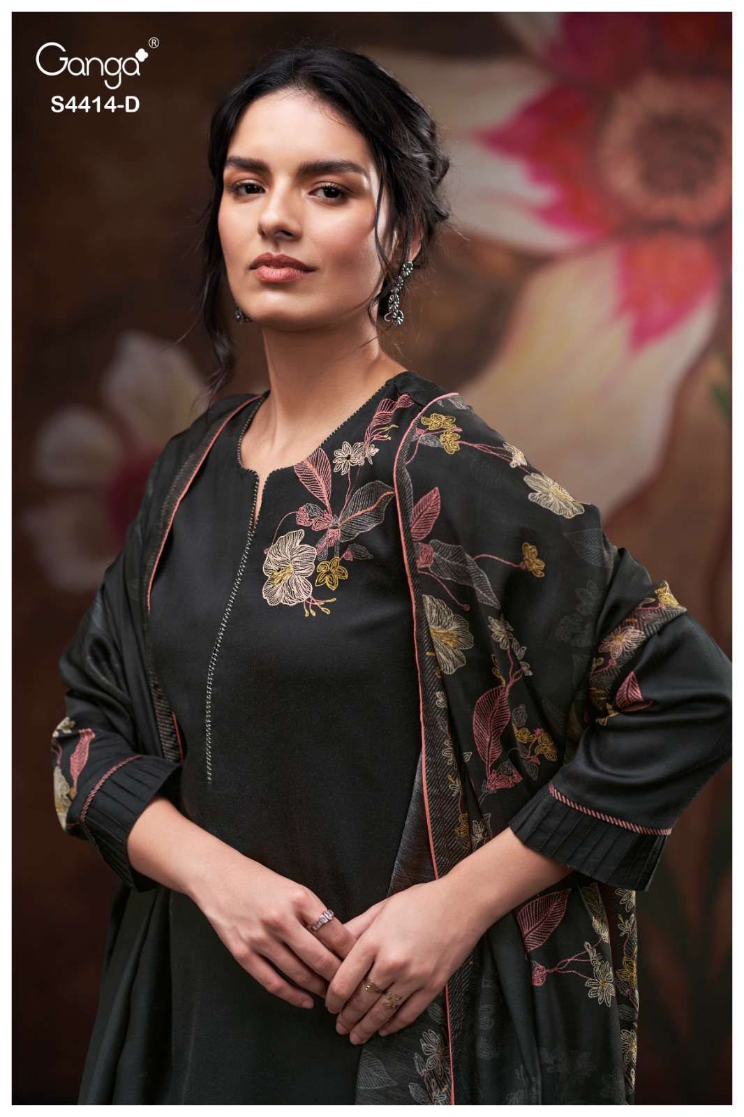 Nirisha 4414 Ganga Cotton Satin Pant Style Suits Exporter Gujarat