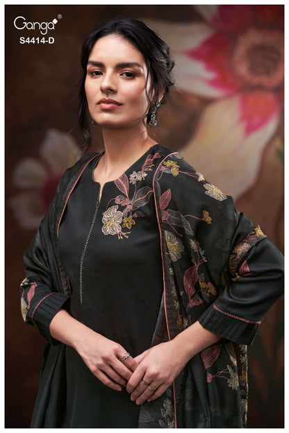 Nirisha 4414 Ganga Cotton Satin Pant Style Suits Exporter Gujarat