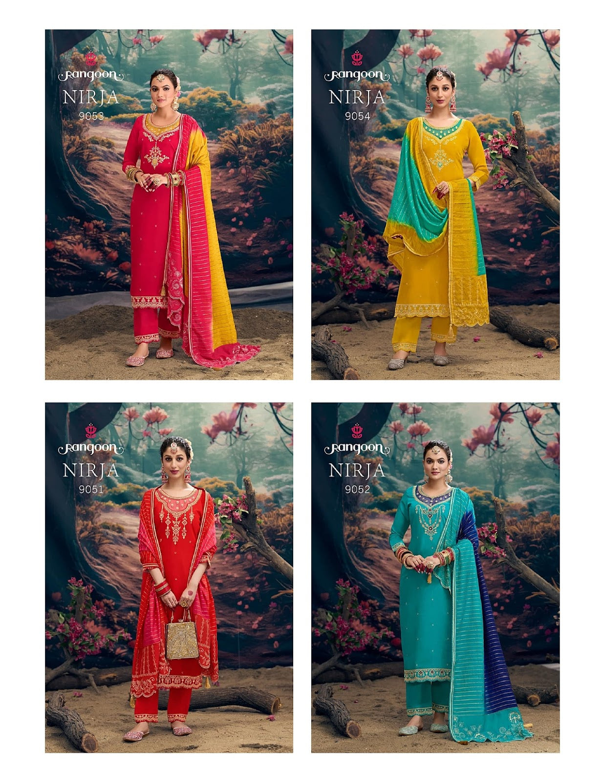 Nirja Rangoon Silk Readymade Pant Style Suits Manufacturer Ahmedabad