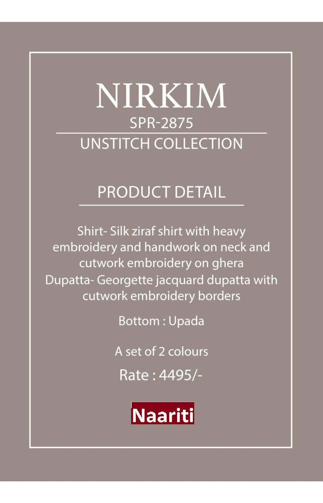 Nirkim 2875 Naariti Silk Pant Style Suits Exporter Gujarat