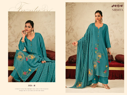 Nirmita 3321 Jay Vijay Chiniya Silk Plazzo Style Suits Manufacturer Ahmedabad
