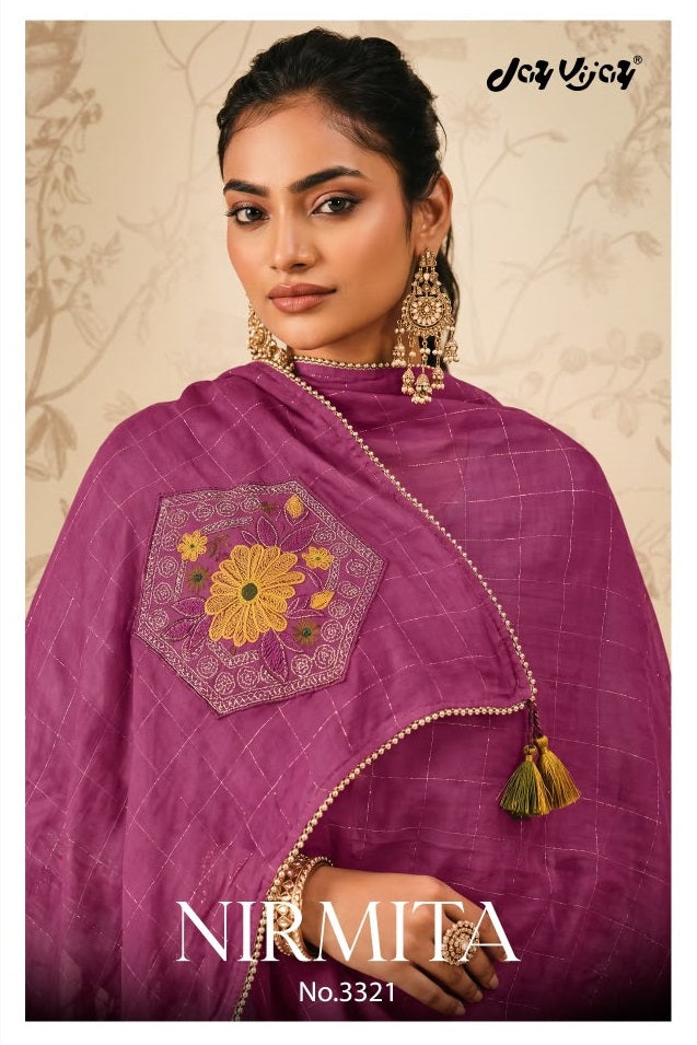 Nirmita 3321 Jay Vijay Chiniya Silk Plazzo Style Suits Manufacturer Ahmedabad