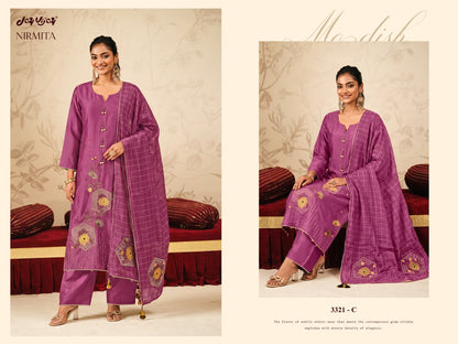Nirmita 3321 Jay Vijay Chiniya Silk Plazzo Style Suits Manufacturer Ahmedabad