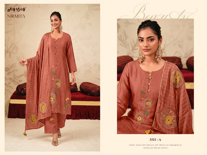 Nirmita 3321 Jay Vijay Chiniya Silk Plazzo Style Suits Manufacturer Ahmedabad