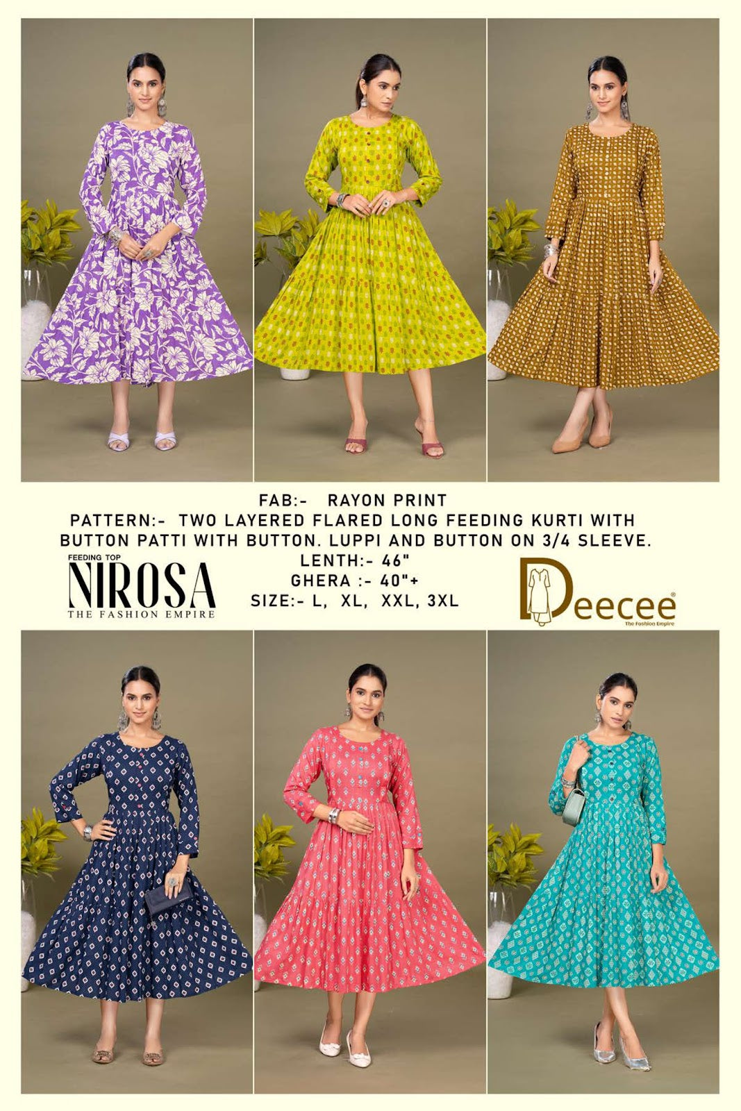 Nirosa Deecee Rayon Feeding Kurtis Wholesaler Gujarat