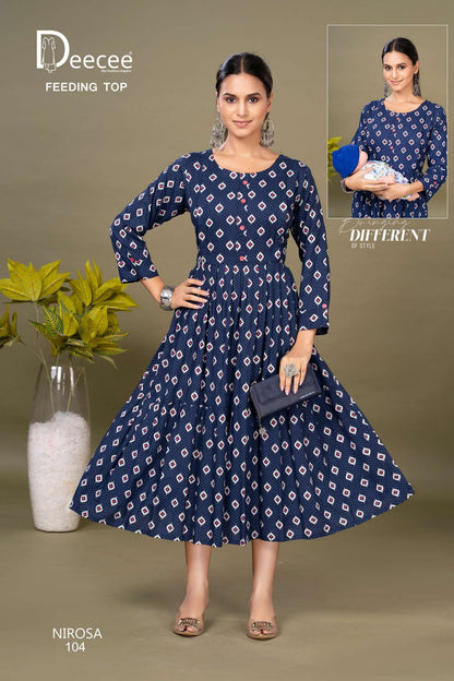 Nirosa Deecee Rayon Feeding Kurtis Wholesaler Gujarat