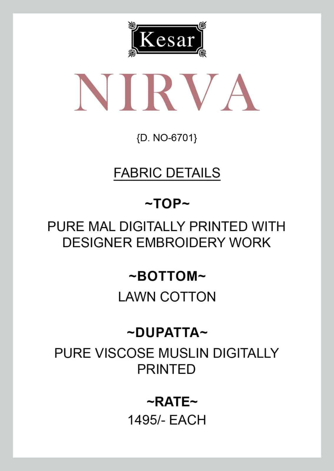 Nirva Kesar Mal Karachi Salwar Suits Wholesaler