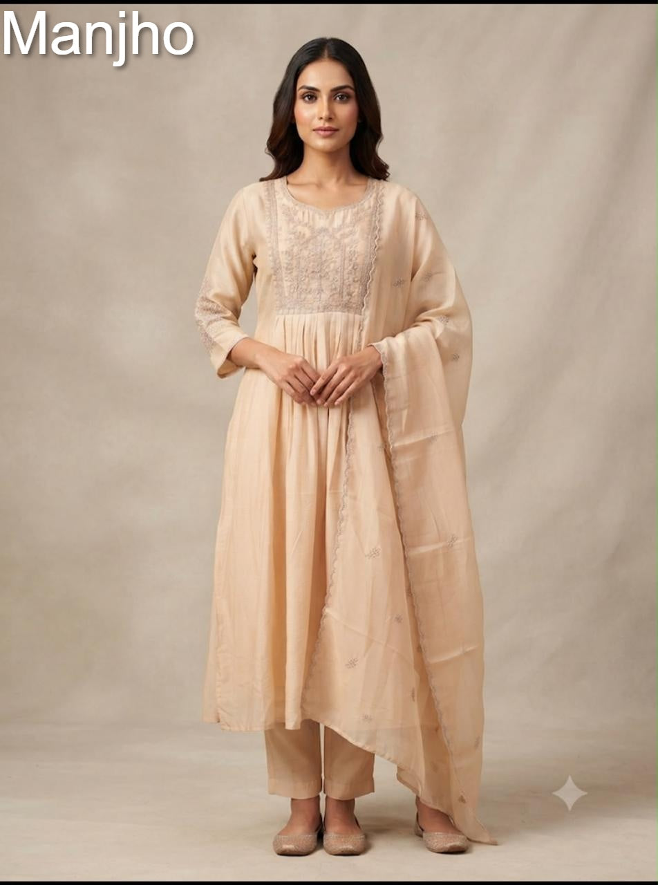 Nirvana 1509 Manjho Chanderi Readymade Anarkali Suits Wholesaler