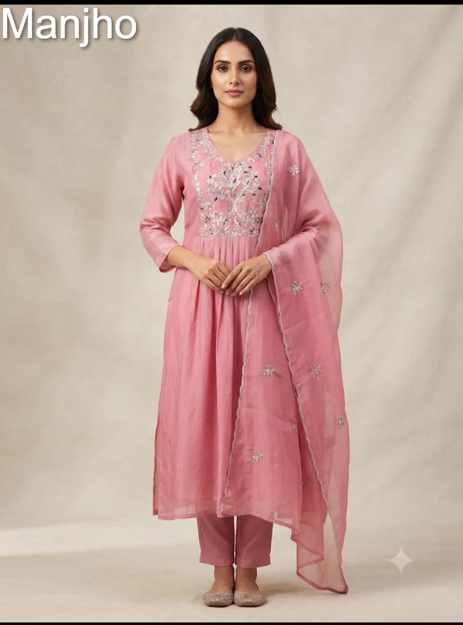 Nirvana 1509 Manjho Chanderi Readymade Anarkali Suits Wholesaler