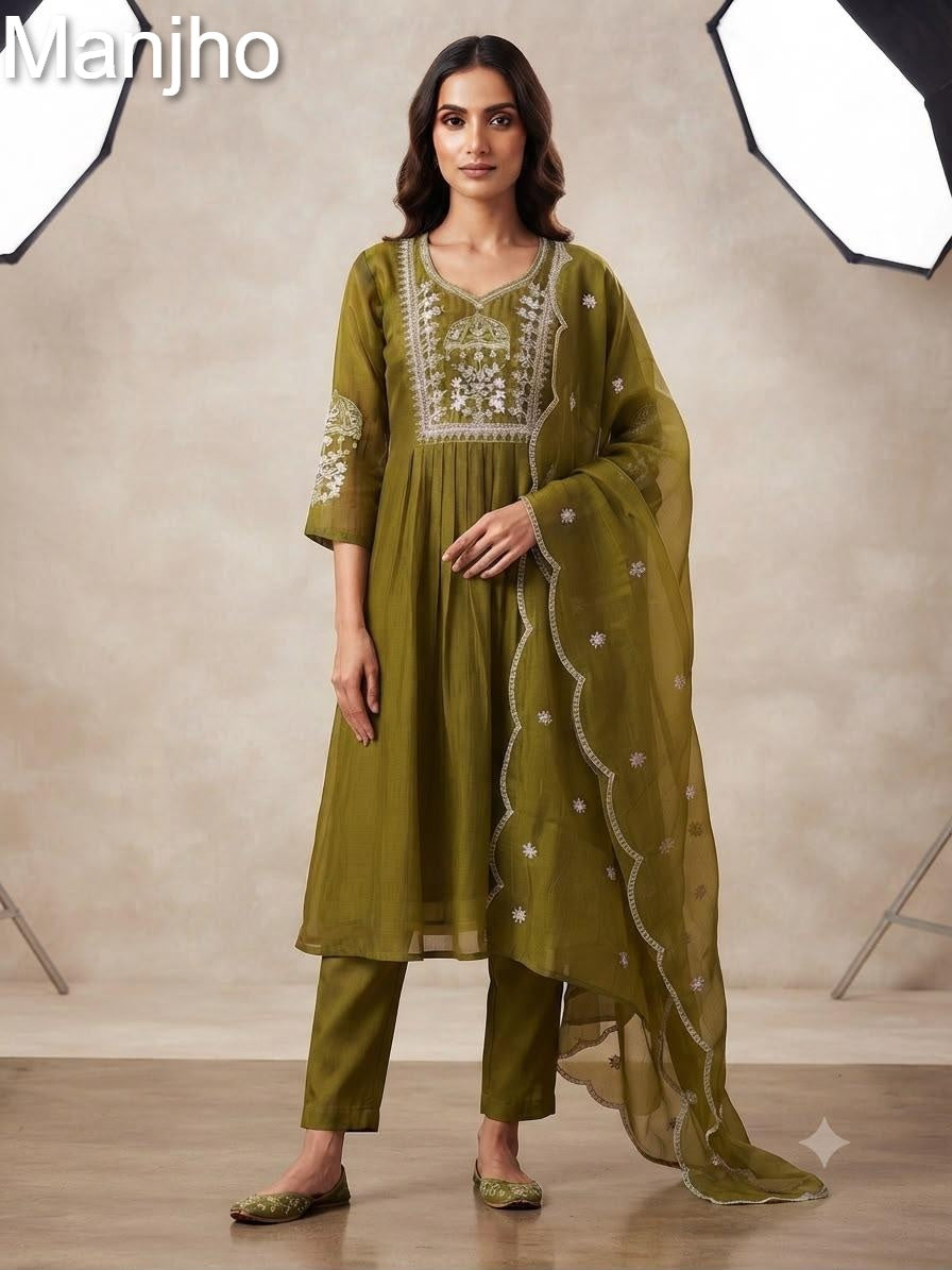 Nirvana 1509 Manjho Chanderi Readymade Anarkali Suits Wholesaler