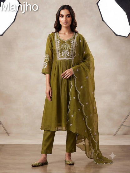 Nirvana 1509 Manjho Chanderi Readymade Anarkali Suits Wholesaler