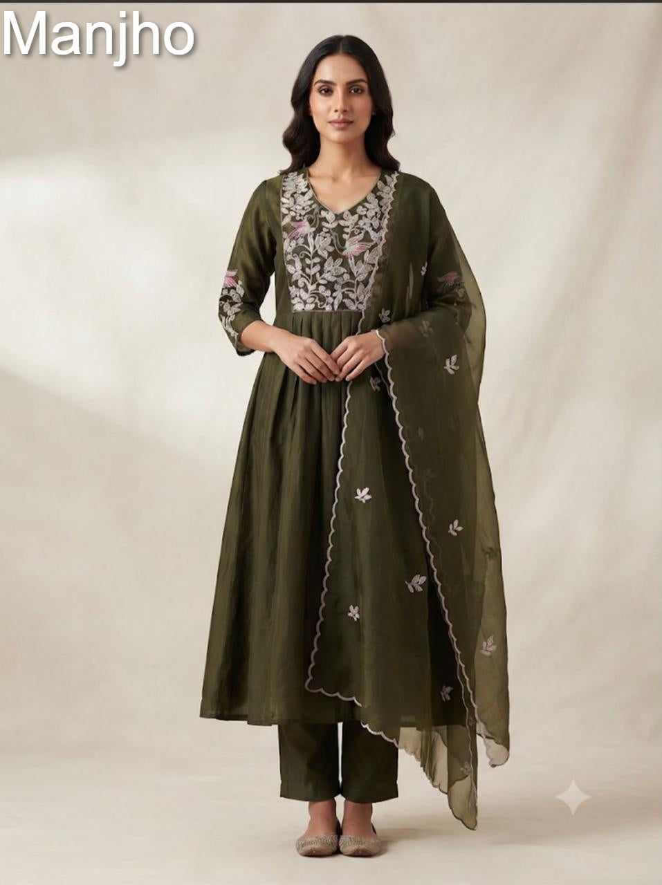 Nirvana 1509 Manjho Chanderi Readymade Anarkali Suits Wholesaler