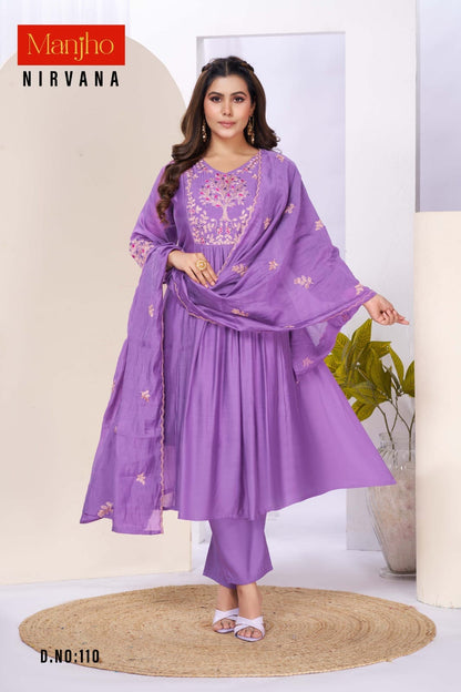 Nirvana Manjho Chanderi Readymade Anarkali Suits Manufacturer