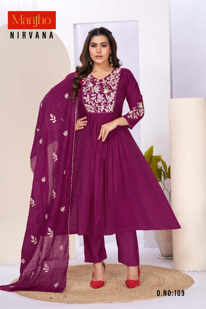 Nirvana Manjho Chanderi Readymade Anarkali Suits Manufacturer