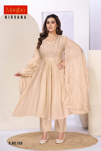 Nirvana Manjho Chanderi Readymade Anarkali Suits Manufacturer