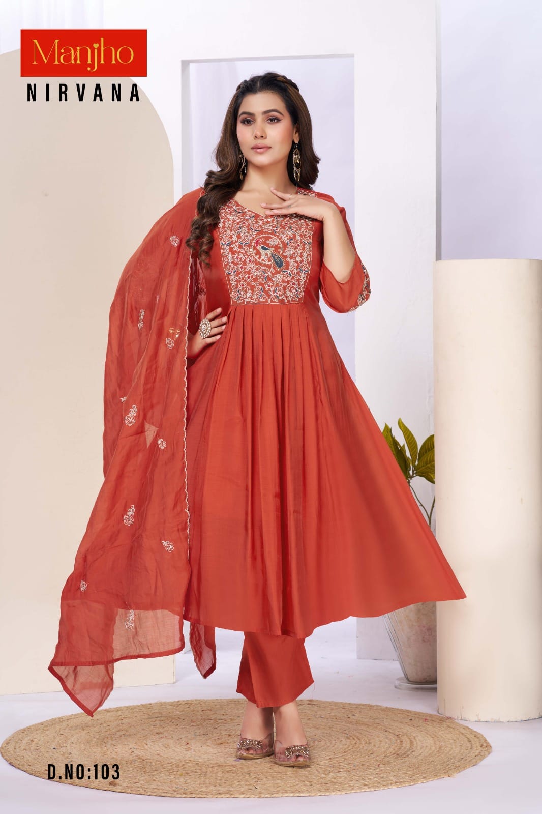 Nirvana Manjho Chanderi Readymade Anarkali Suits Manufacturer