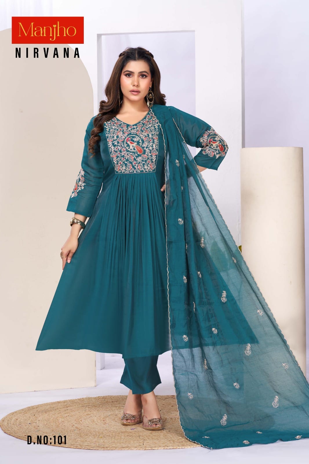 Nirvana Manjho Chanderi Readymade Anarkali Suits Manufacturer