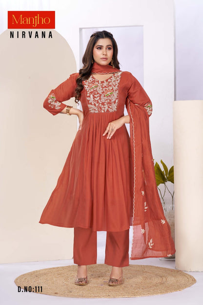 Nirvana Manjho Chanderi Readymade Anarkali Suits Manufacturer