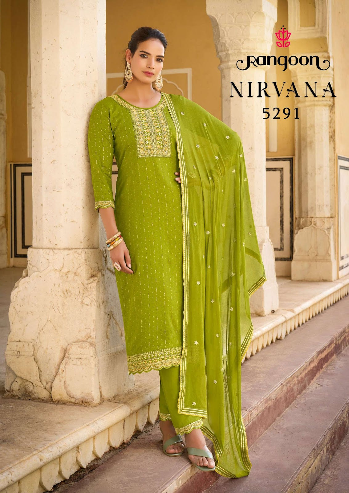 Nirvana Rangoon Rayon Readymade Pant Style Suits Supplier India