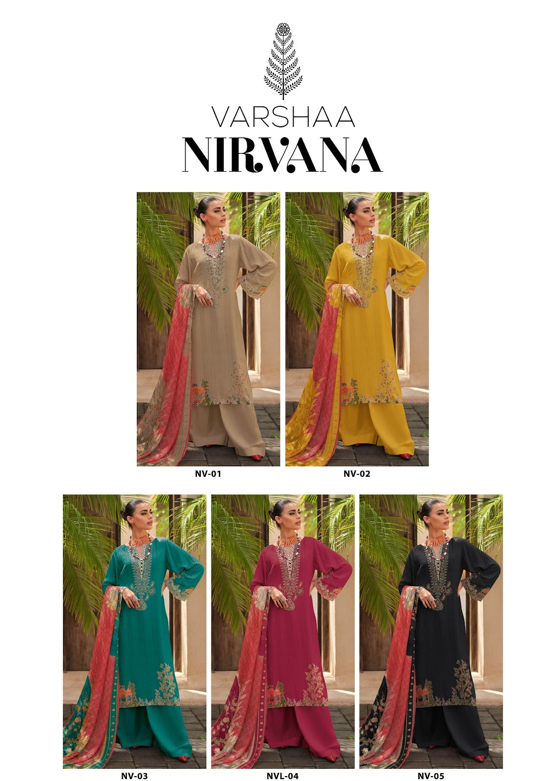 Nirvana Varshaa Crepe Plazzo Style Suits Supplier