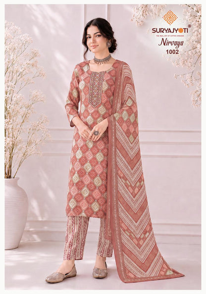 Nirvaya Vol 1 Stitch Suryajyoti Rayon Readymade Pant Style Suits Manufacturer Ahmedabad