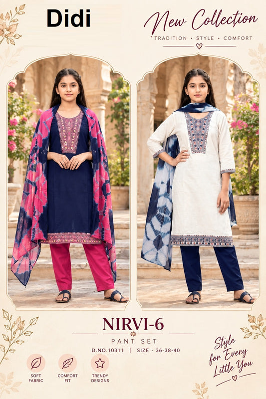 Nirvi 6 Dn 10311 Didi Vetican Girls Readymade Pant Suits Supplier India