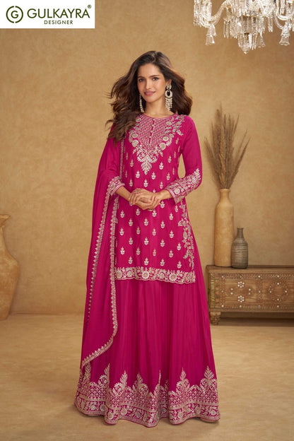 Nirvi Gulkayra Designer Chinnon Readymade Plazzo Style Suits Supplier India