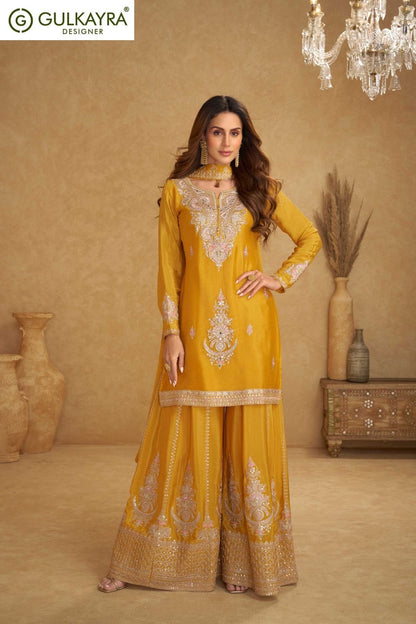 Nirvi Gulkayra Designer Chinnon Readymade Plazzo Style Suits Supplier India