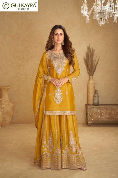 Nirvi Gulkayra Designer Chinnon Readymade Plazzo Style Suits Supplier India