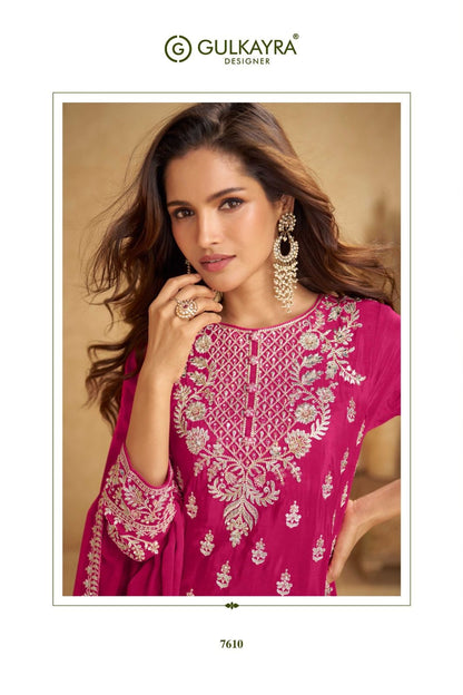 Nirvi Gulkayra Designer Chinnon Readymade Plazzo Style Suits Supplier India