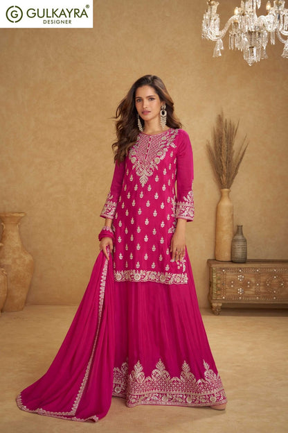 Nirvi Gulkayra Designer Chinnon Readymade Plazzo Style Suits Supplier India