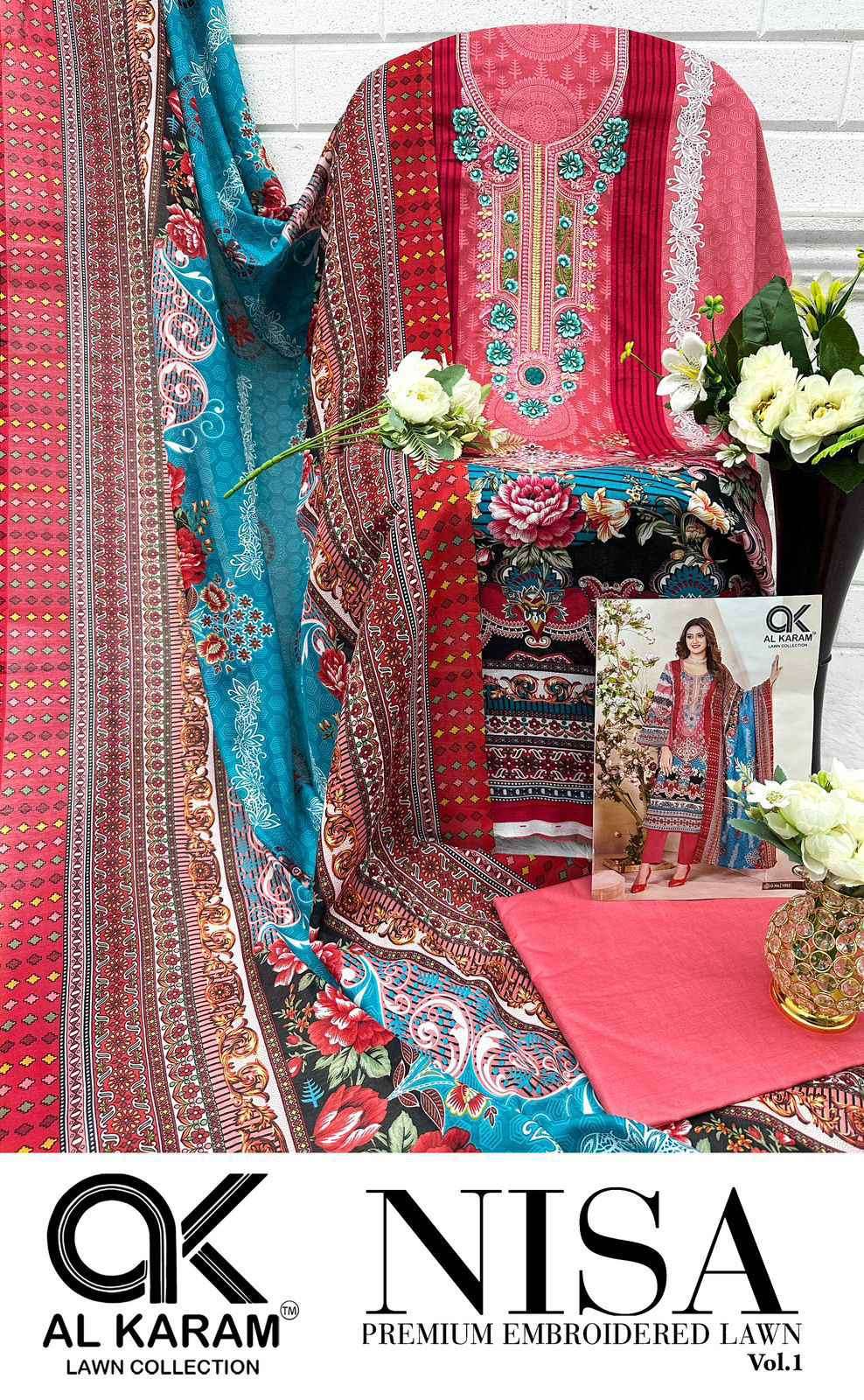 Nisa Vol 1 Al Karam Lawn Cotton Karachi Salwar Suits Wholesale Price