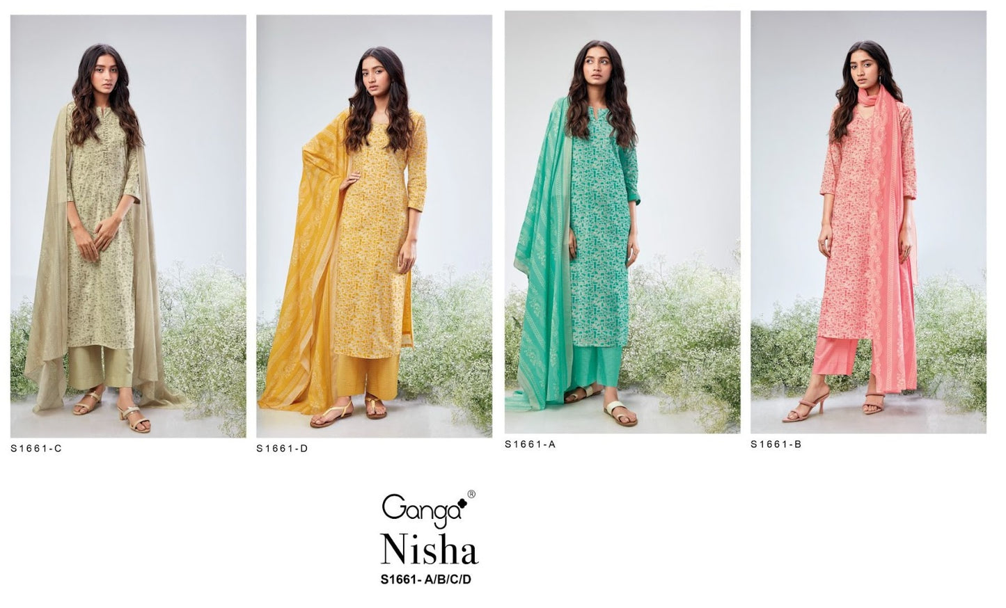 Nisha S1661 Ganga Cotton Plazzo Style Suits Wholesale Price