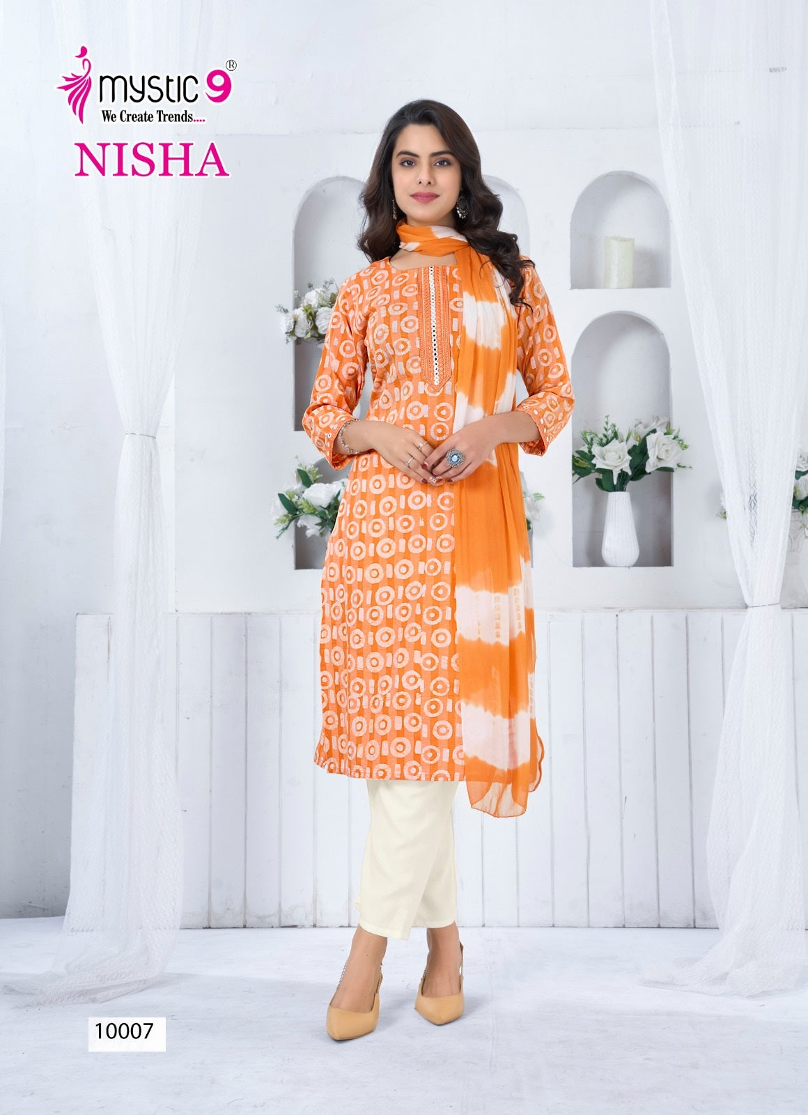 Nisha Vol 10 Mystic 9 Premium Cotton Readymade Pant Style Suits Supplier