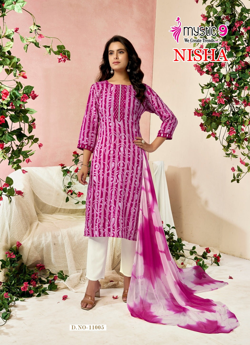 Nisha Vol 11 Mystic 9 Cotton Readymade Pant Style Suits Wholesale Price