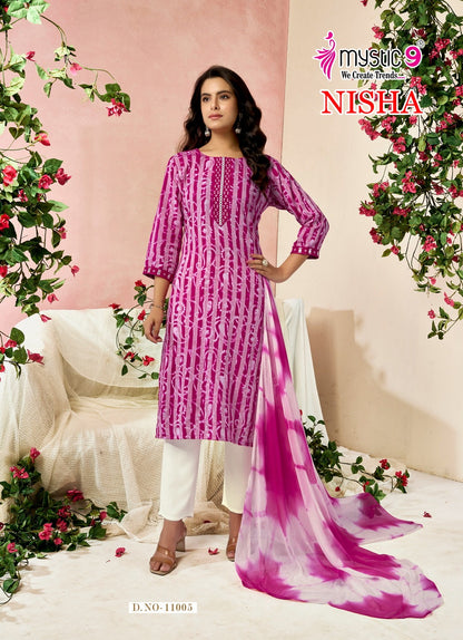 Nisha Vol 11 Mystic 9 Cotton Readymade Pant Style Suits Wholesale Price