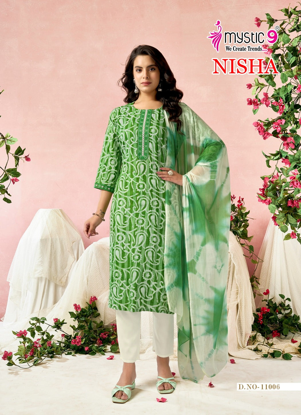 Nisha Vol 11 Mystic 9 Cotton Readymade Pant Style Suits Wholesale Price