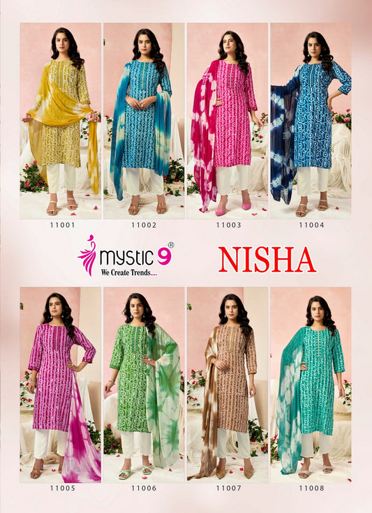 Nisha Vol 11 Mystic 9 Cotton Readymade Pant Style Suits Wholesale Price