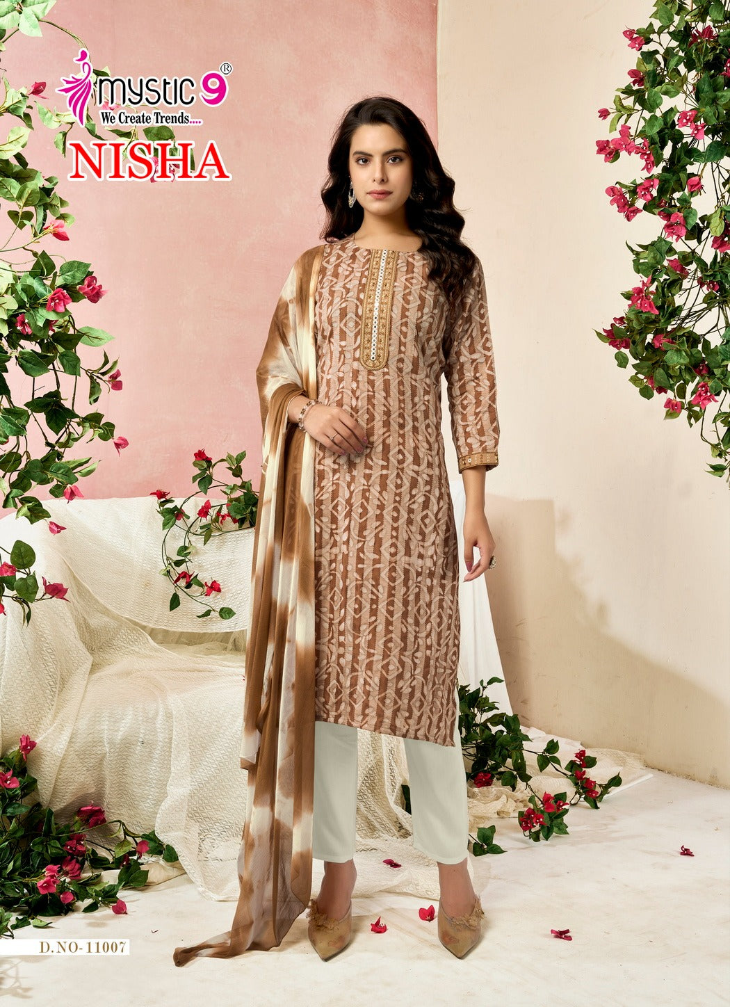 Nisha Vol 11 Mystic 9 Cotton Readymade Pant Style Suits Wholesale Price