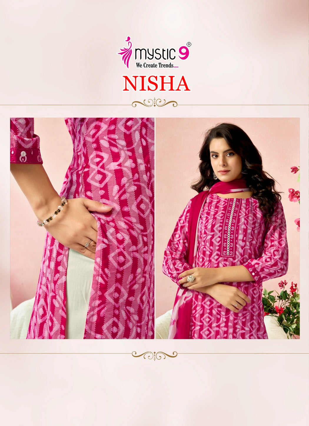 Nisha Vol 11 Mystic 9 Cotton Readymade Pant Style Suits Wholesale Price